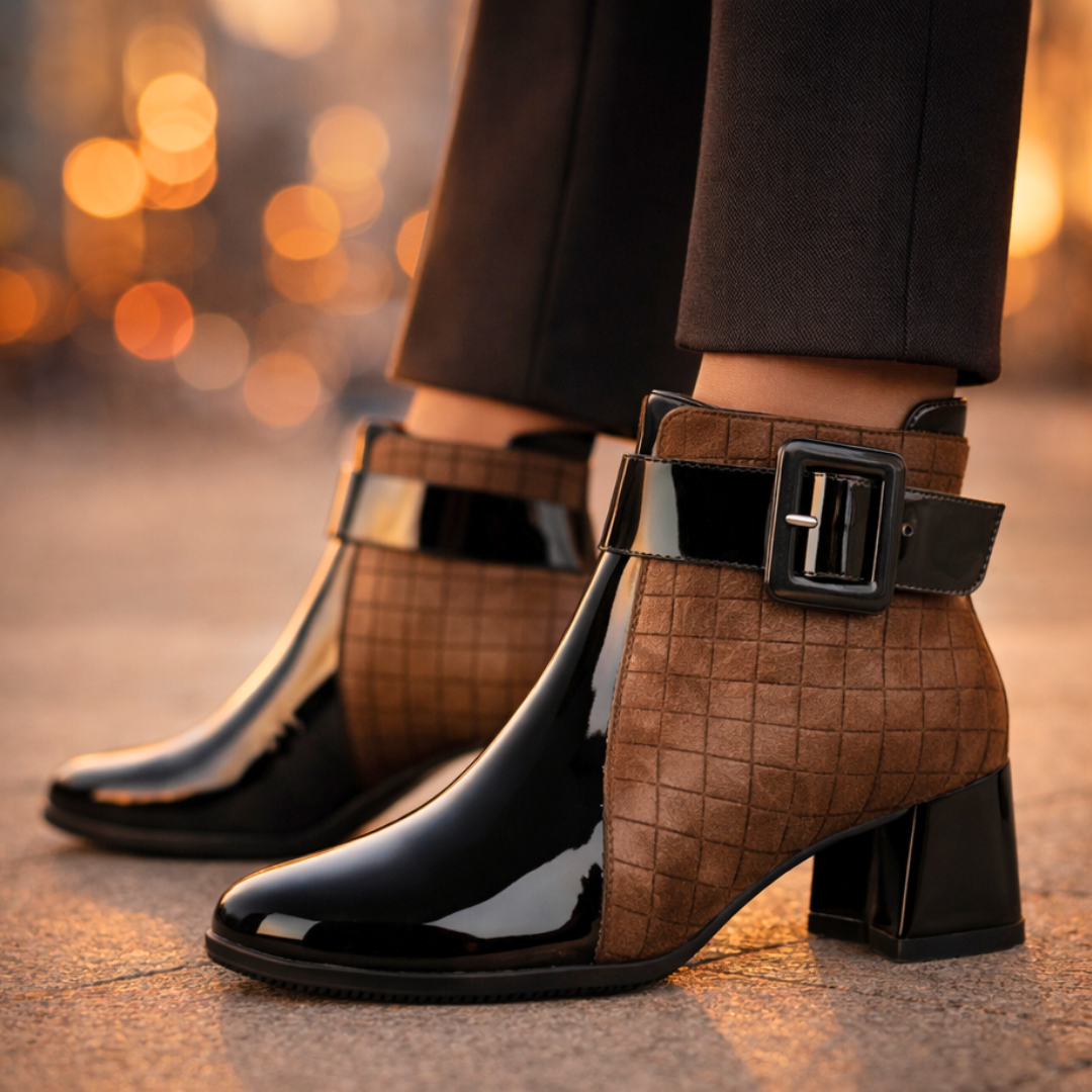 Ursula quilted panel ankle boots - front view