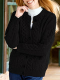Women's Cable-Knit Cardigan with Button Front and Pockets