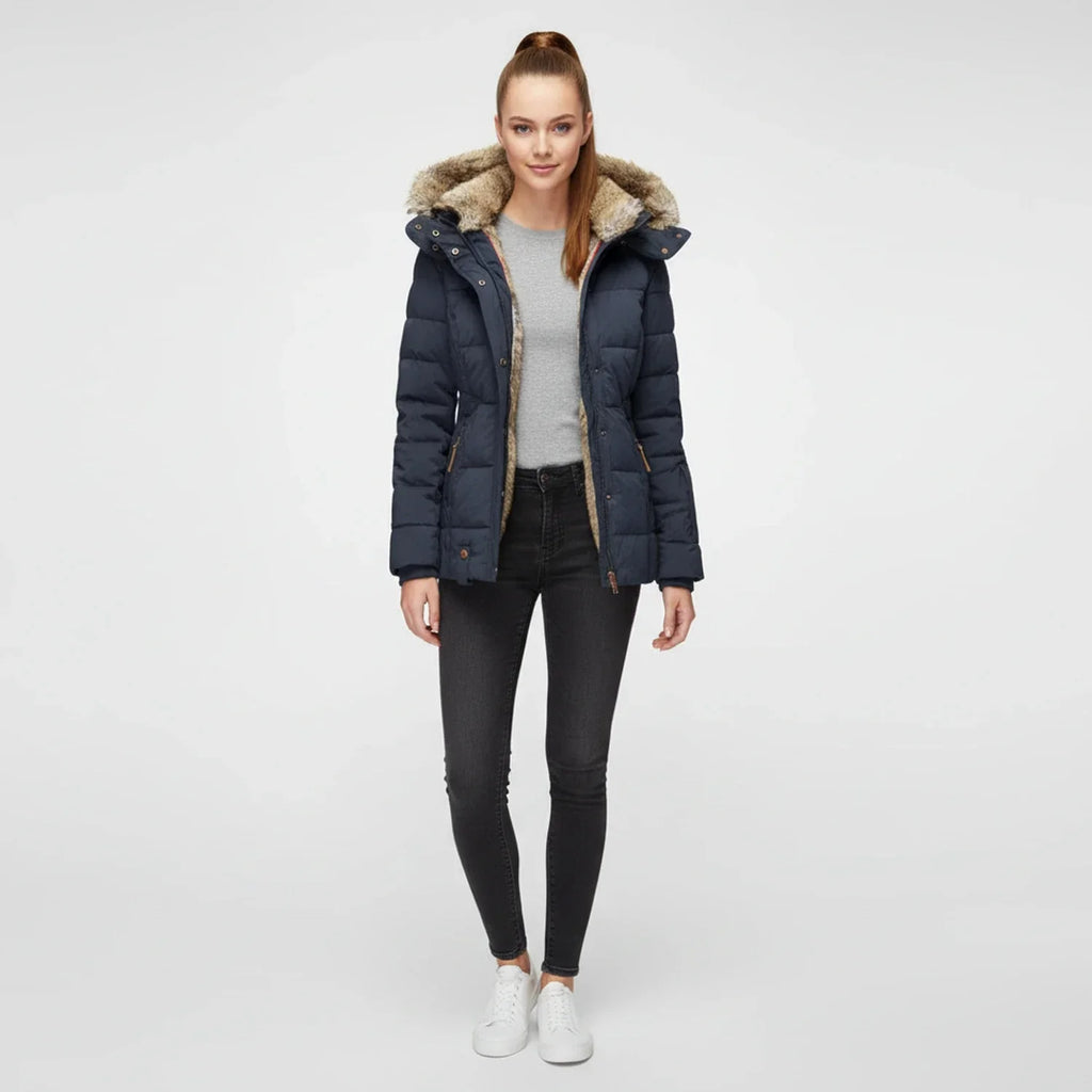Quilted Puffer Jacket with Hood for Women