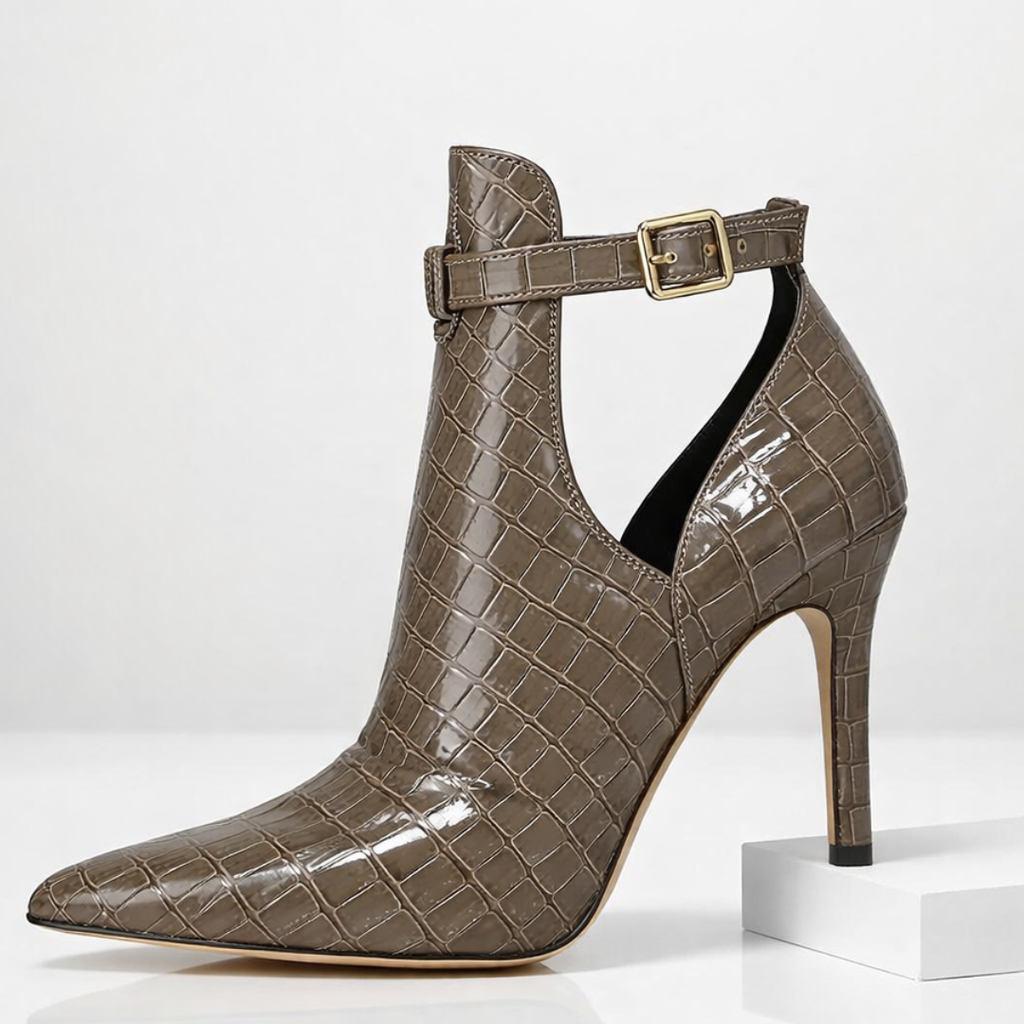 Violet croc embossed ankle boots - view 4