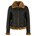 Leather Aviator Jacket Womens B3 Bomber Shearling Collar Cuffs