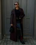 Gwendolen faux leather maxi trench coat - front view