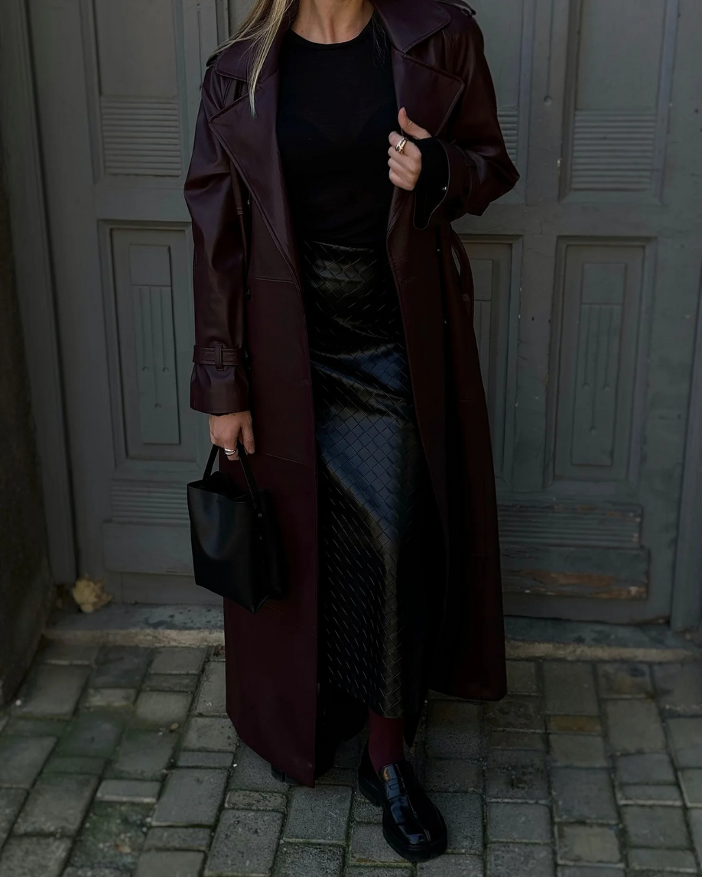Gwendolen faux leather maxi trench coat - view 2
