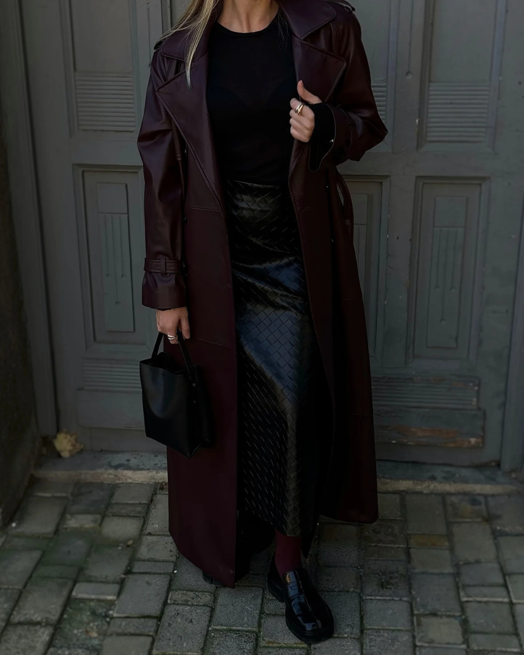 Gwendolen faux leather maxi trench coat - view 2