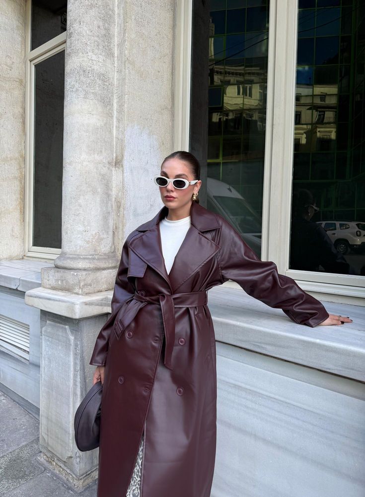 Gwendolen faux leather maxi trench coat - view 3