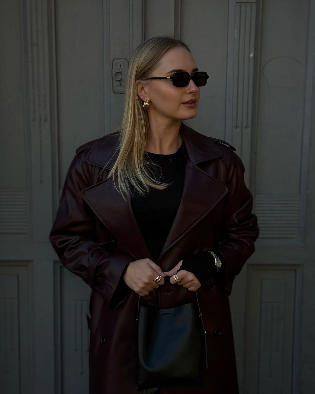 Gwendolen faux leather maxi trench coat - view 4