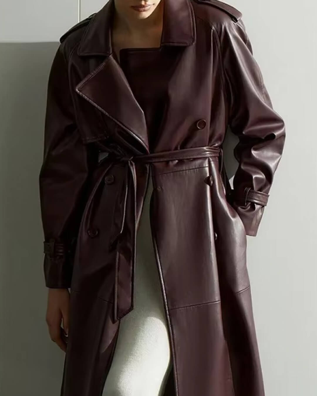 Gwendolen faux leather maxi trench coat - view 8