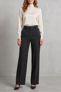 Muriel pinstripe wide leg trousers - front view