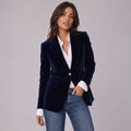 Blazer Womens Single Breasted Peaked Lapel Fitted Waist Gold Tone Buttons