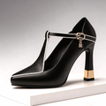 Wilhelmina t-bar studded heels - front view