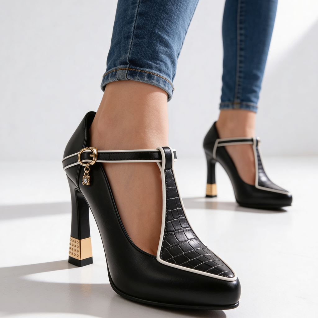 Wilhelmina t-bar studded heels - view 5