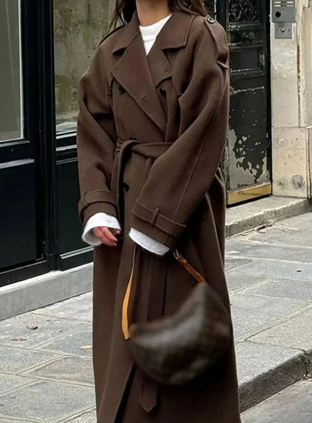 Willow | Women's Belted Button-Front Mid-Length Wool Midi Coat