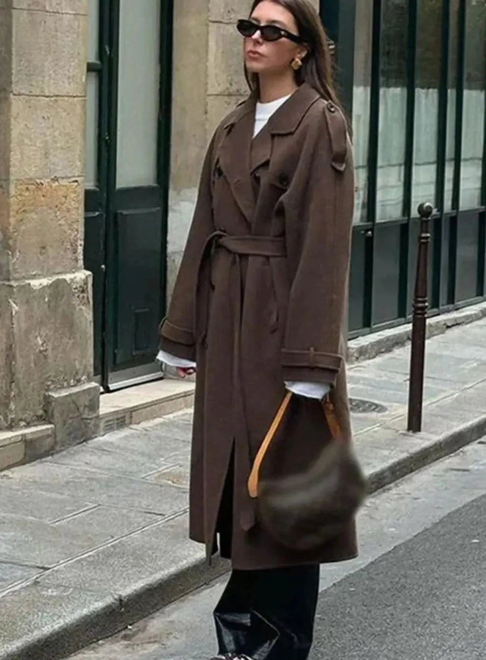 Willow | Women's Belted Button-Front Mid-Length Wool Midi Coat