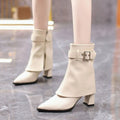 Phoebe | Women's Block-Heel Pointed-Toe Buckle Ankle Boots