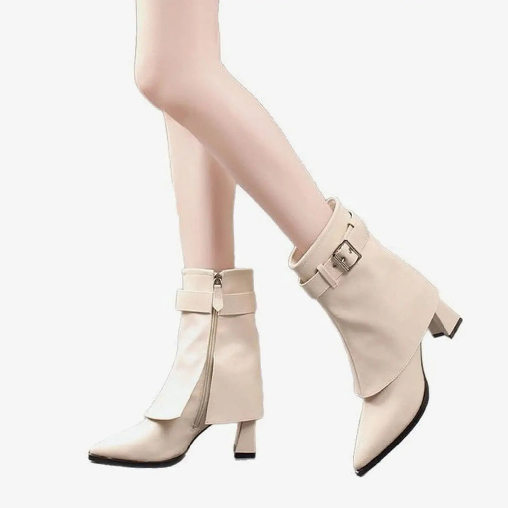 Phoebe | Women's Block-Heel Pointed-Toe Buckle Ankle Boots