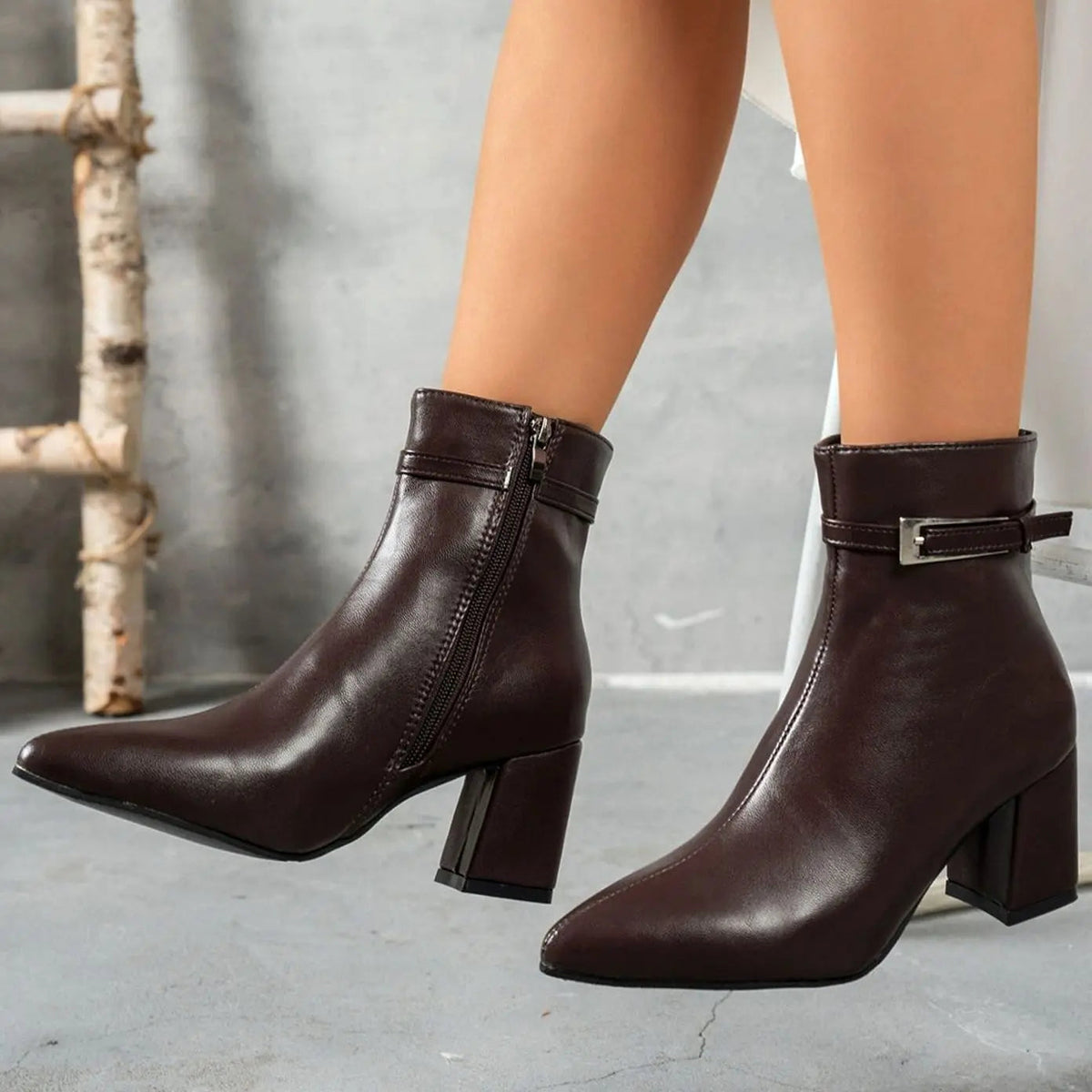Isla | Women's Block-Heel Pointed-Toe Side-Zip Ankle Boots