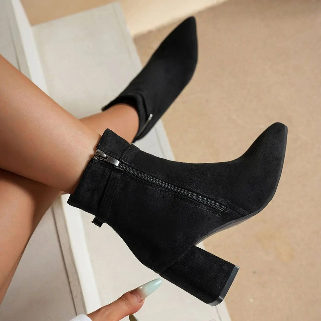 Isla | Women's Block-Heel Pointed-Toe Side-Zip Ankle Boots