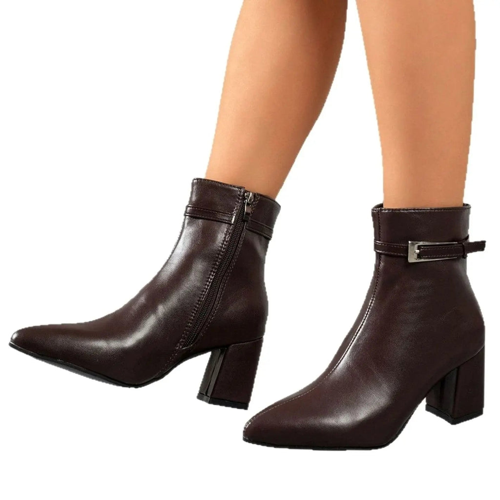 Isla | Women's Block-Heel Pointed-Toe Side-Zip Ankle Boots