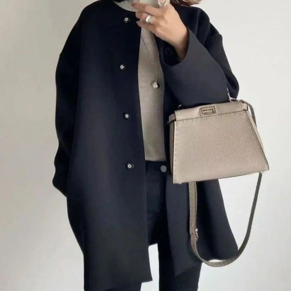 Lily | Women's Chic Collarless Button-Front Longline Coat