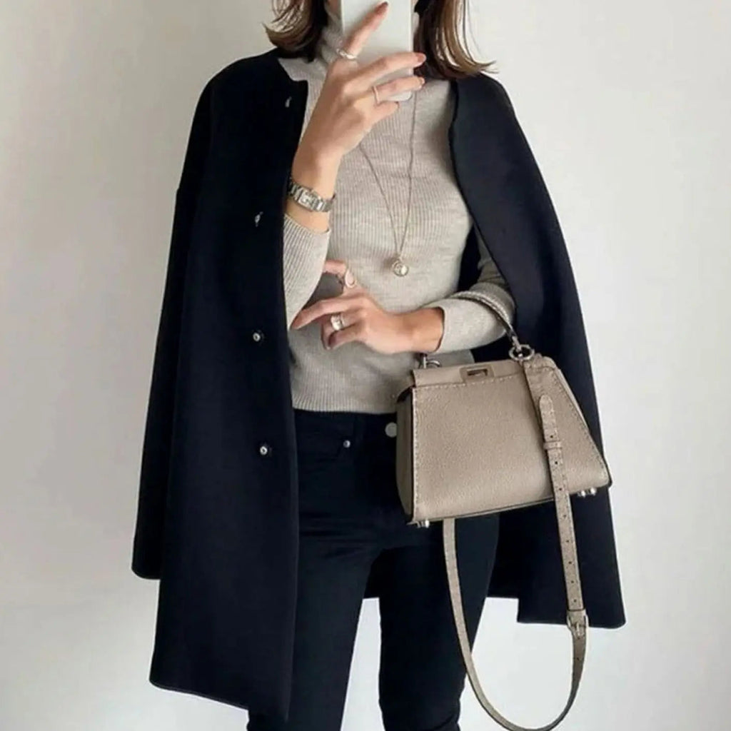 Lily | Women's Chic Collarless Button-Front Longline Coat