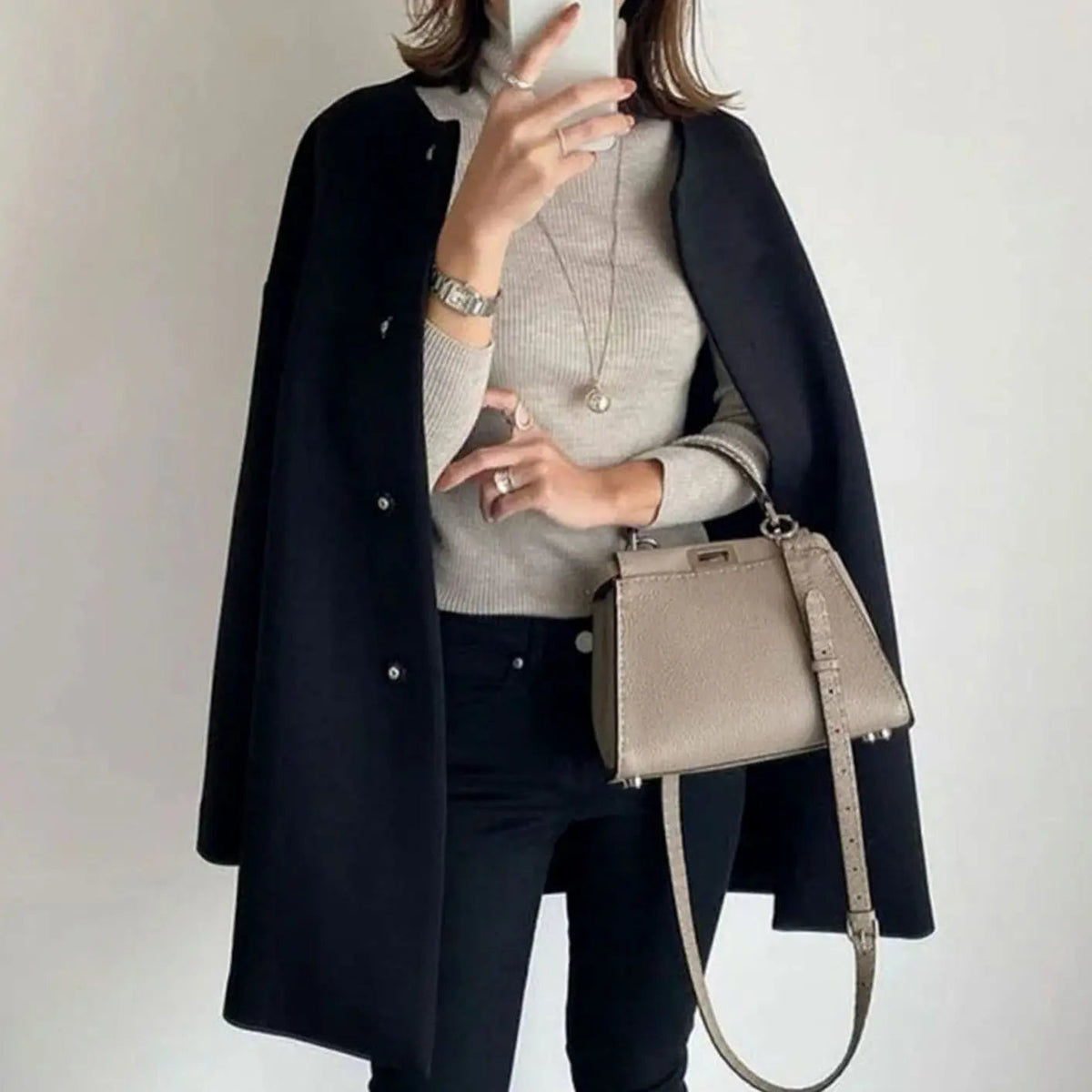 Lily | Women's Chic Collarless Button-Front Longline Coat
