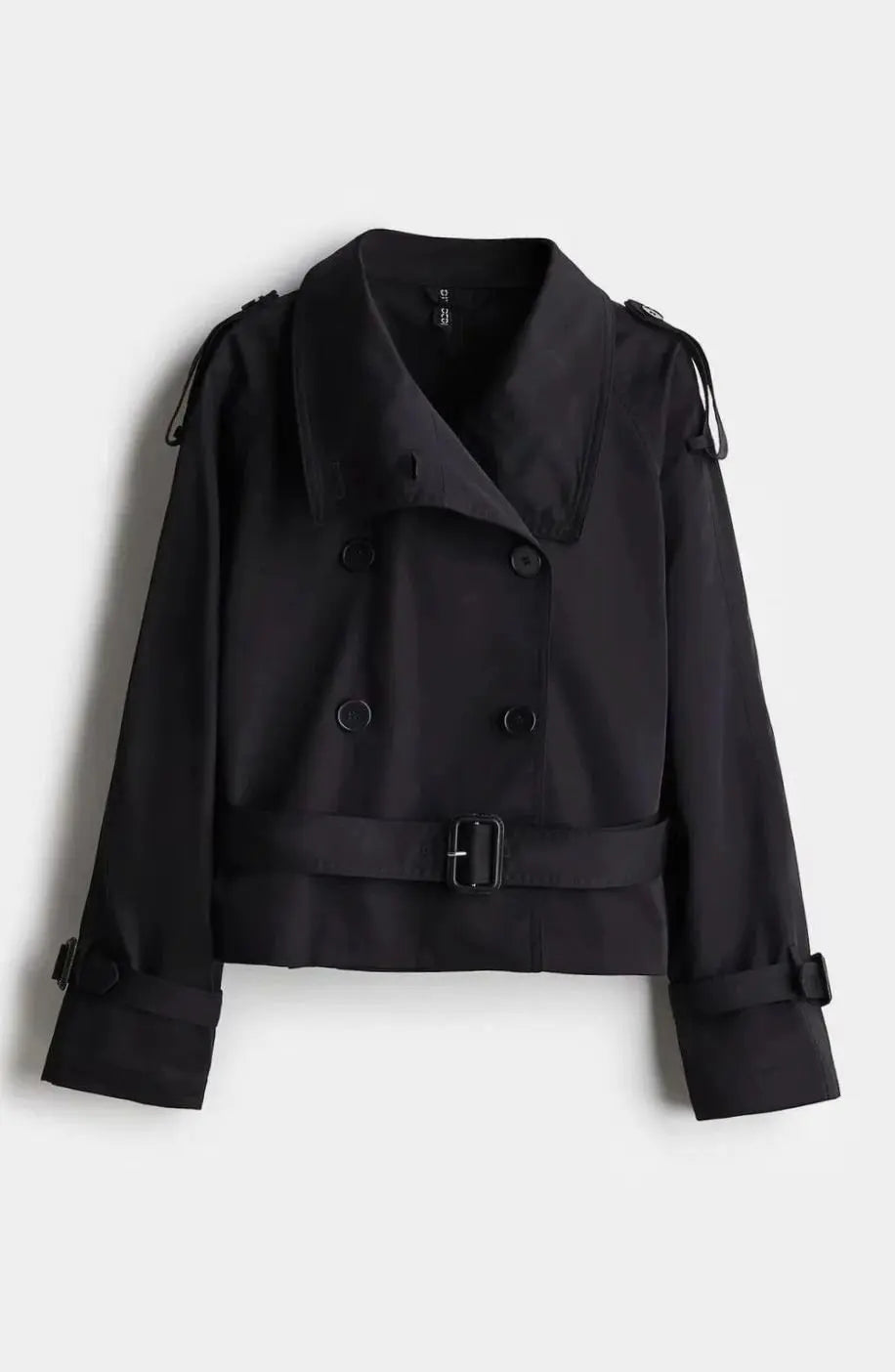 Ivy | Women's Cropped Trench Coat Stand-Up Collar Belted Jacket