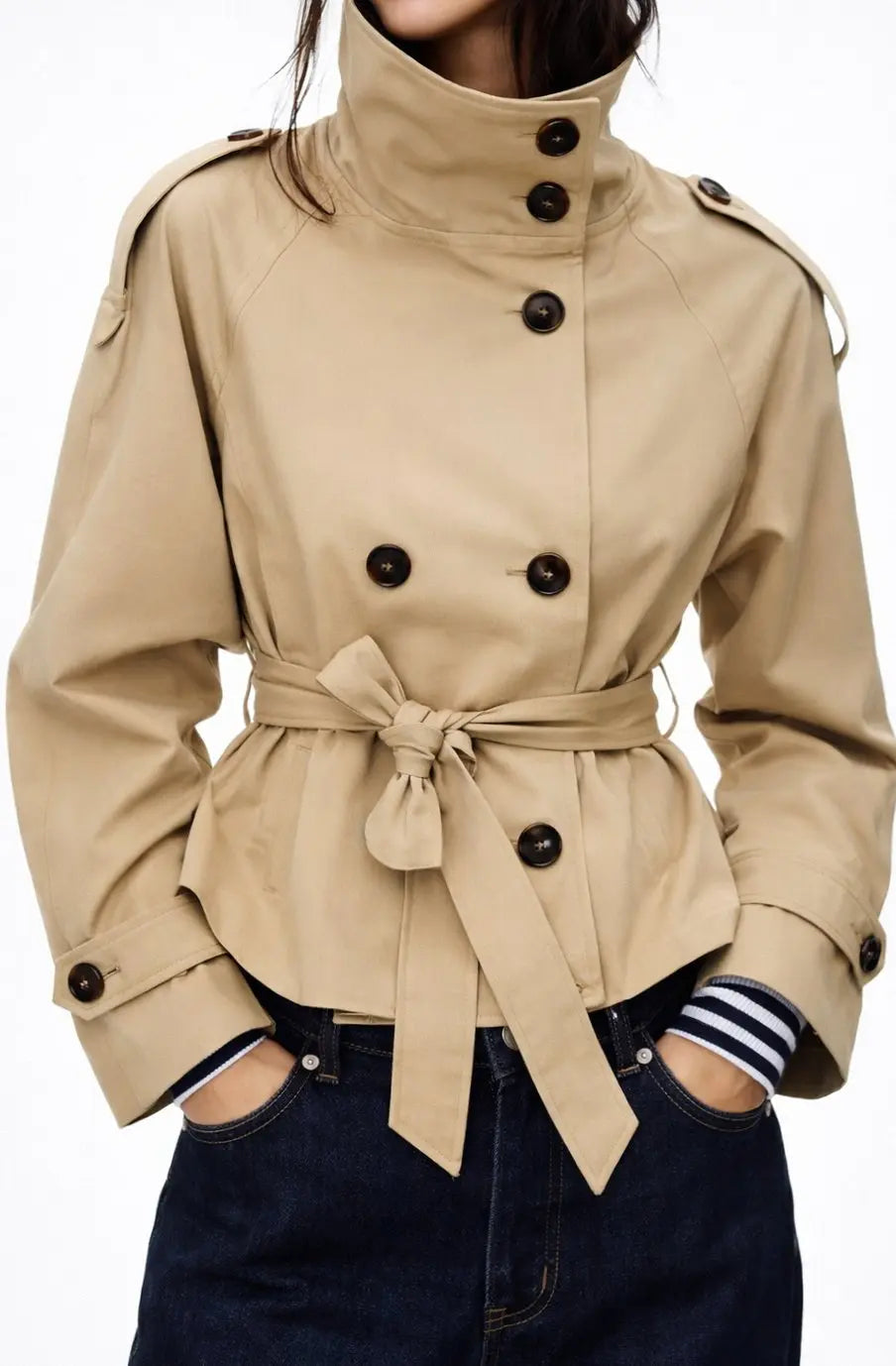 Isla | Women's Double-Breasted Belted Trench Coat Blazer