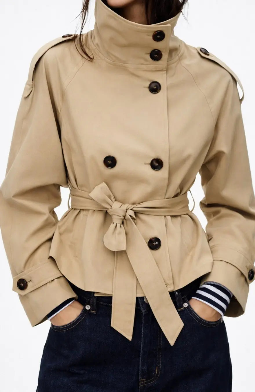 Isla | Women's Double-Breasted Belted Trench Coat Blazer