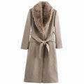 Grace | Women's Faux Fur Collar Belted Longline Winter Coat