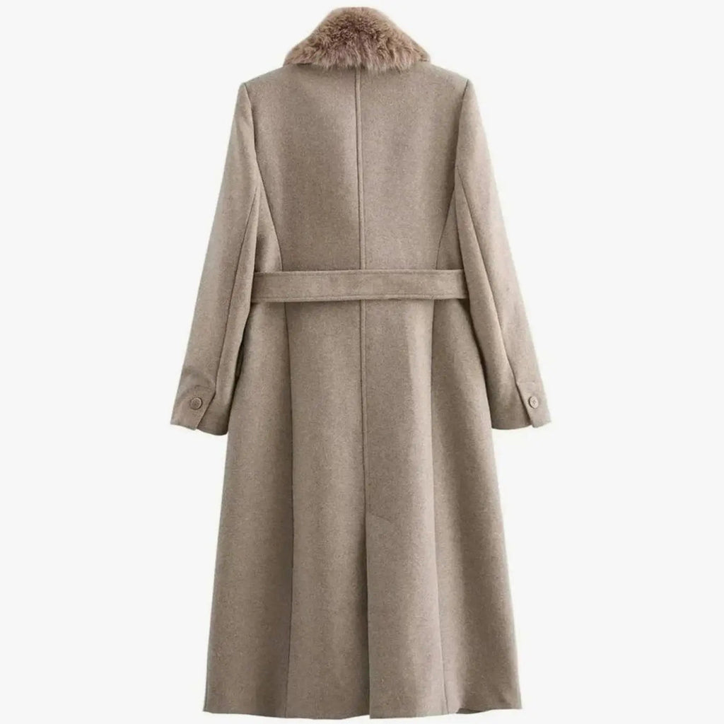 Grace | Women's Faux Fur Collar Belted Longline Winter Coat