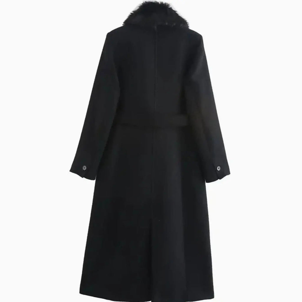 Grace | Women's Faux Fur Collar Belted Longline Winter Coat