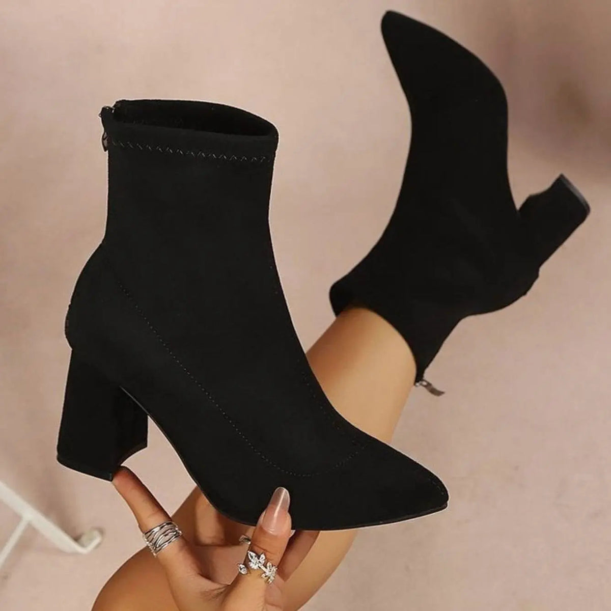 Sophie | Women's Leopard Print Block Heel Pointed Toe Ankle Boots