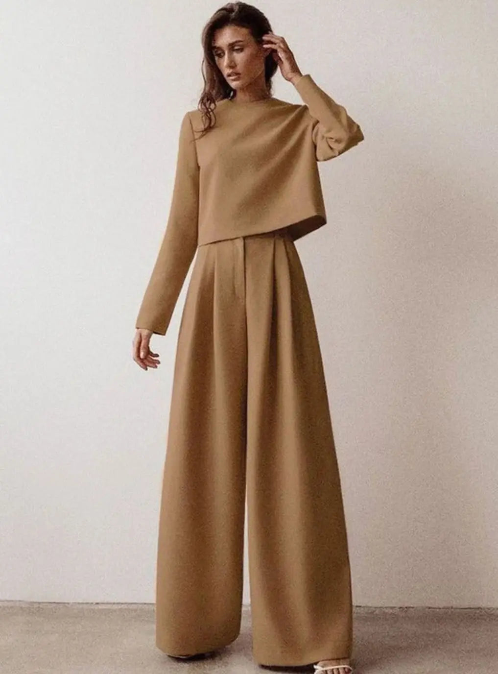 Ivy | Women's Long-Sleeve Wide-Leg Palazzo Two-Piece Set