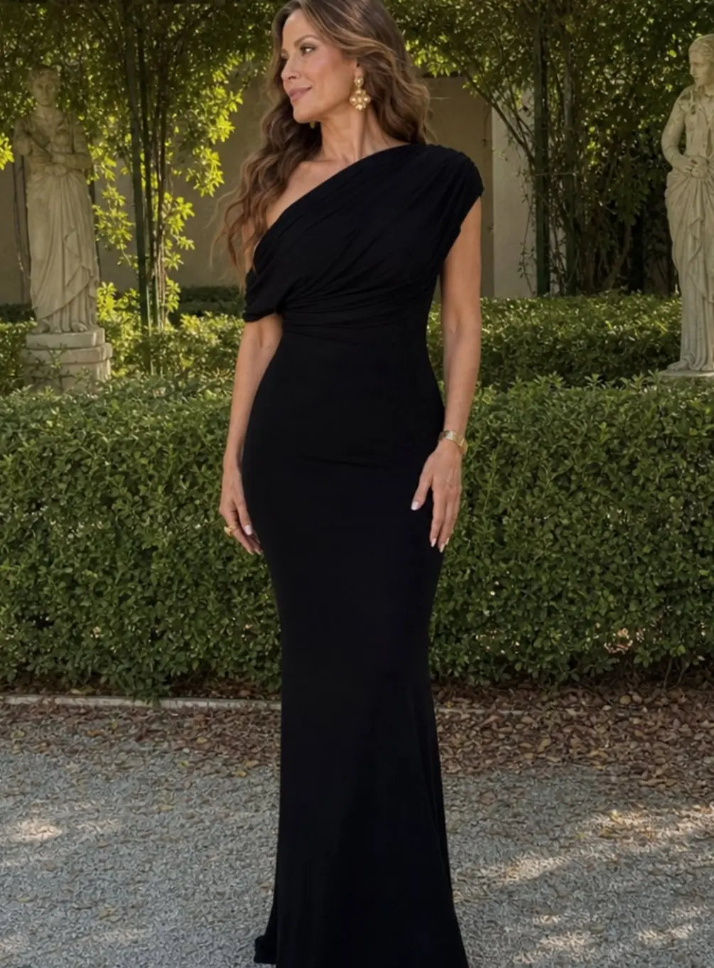 Lily | Women's One-Shoulder Draped Maxi Cocktail Dress