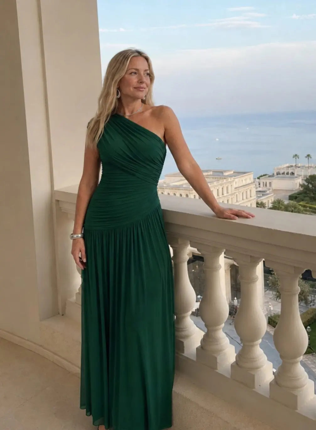 Rosie | Women's One-Shoulder Ruched Bodice Maxi Cocktail Dress