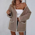 Scarlett | Women's Open Front Long Sleeve Knit Cardigan Contrast Trim Pockets