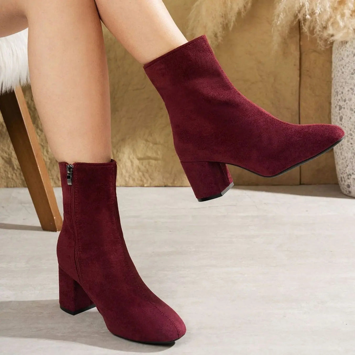 Freya | Women's Patent Block-Heel Side-Zip Ankle Boots
