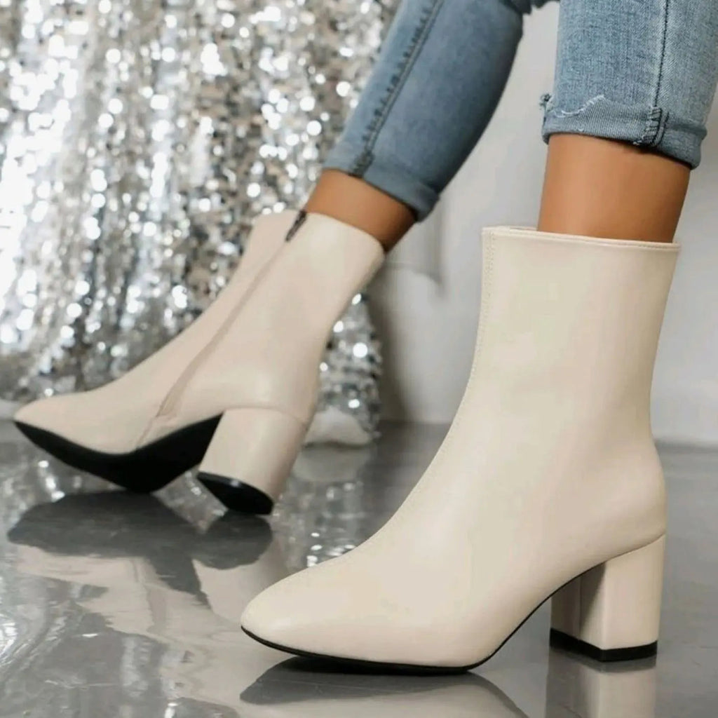 Freya | Women's Patent Block-Heel Side-Zip Ankle Boots