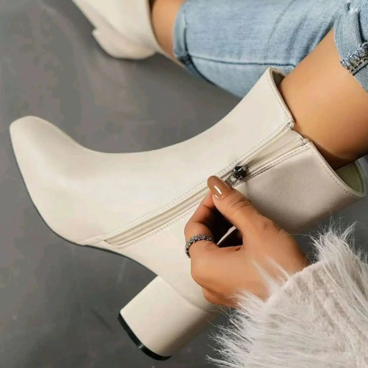 Freya | Women's Patent Block-Heel Side-Zip Ankle Boots