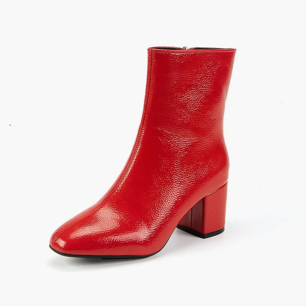 Freya | Women's Patent Block-Heel Side-Zip Ankle Boots