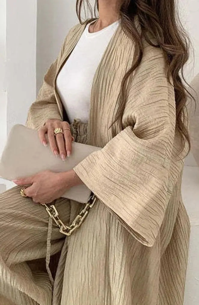Freya | Women's Pleated Kimono Wide-Leg Trouser Two-Piece Set Co Ord