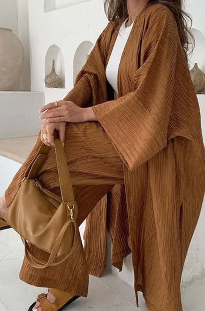 Freya | Women's Pleated Kimono Wide-Leg Trouser Two-Piece Set Co Ord