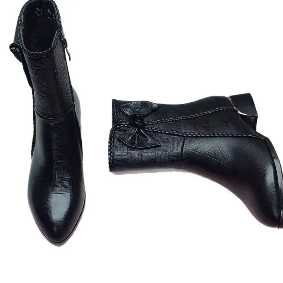 Lily | Women's Pointed-Toe Block-Heel Bow-Detail Ankle Boots