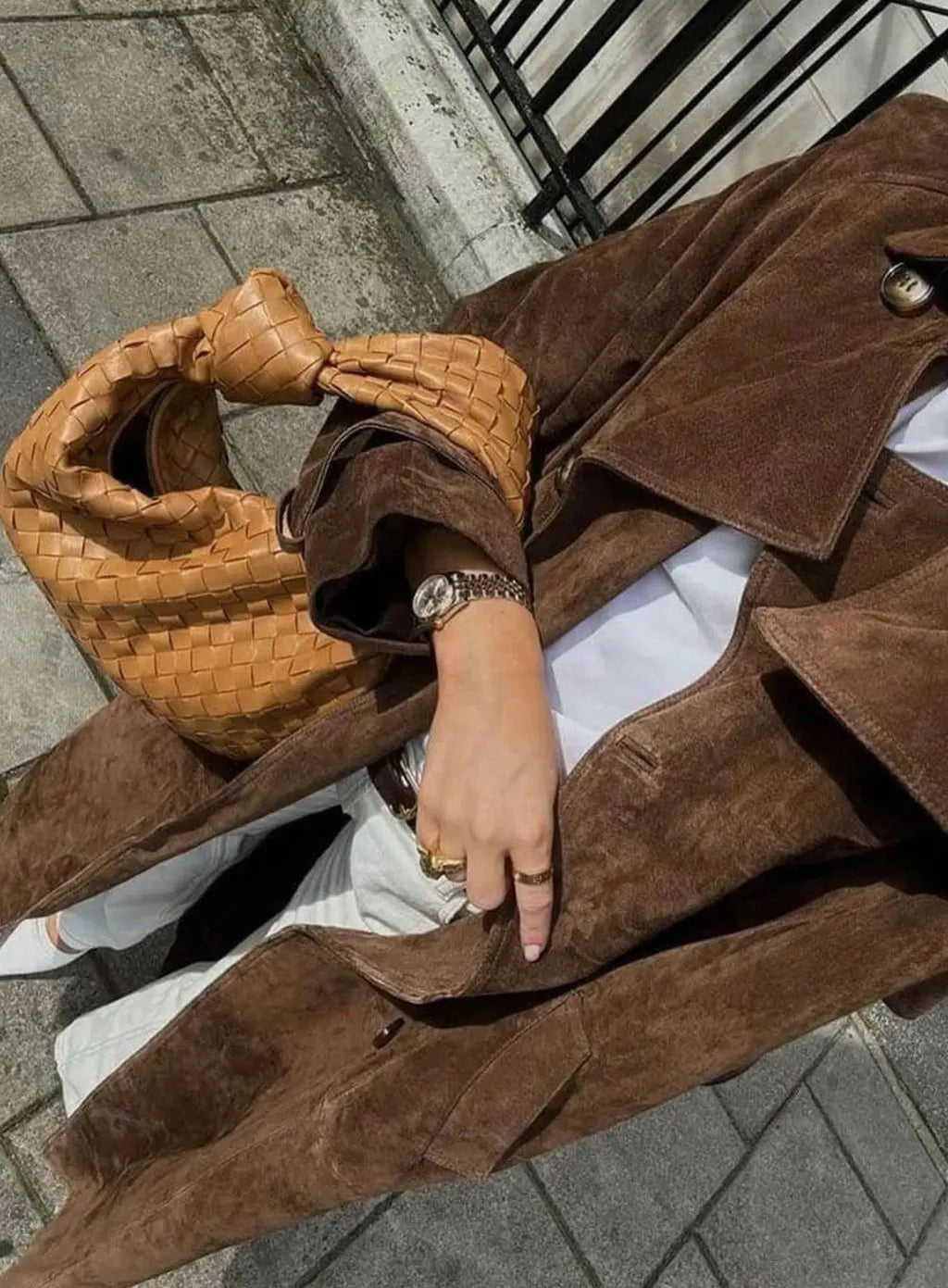 Freya | Women's Suede Belted Lapel Maxi Trench Coat