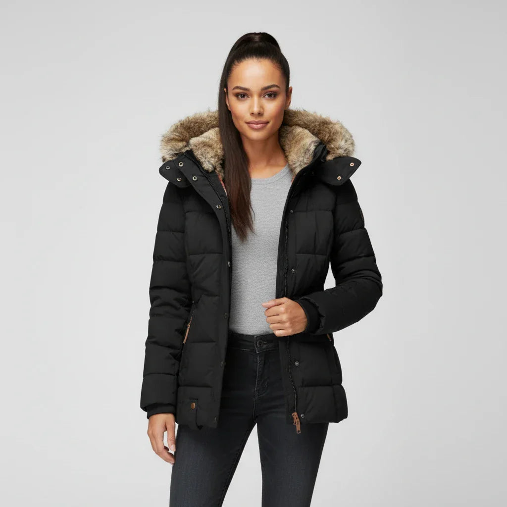Quilted Puffer Jacket with Hood for Women